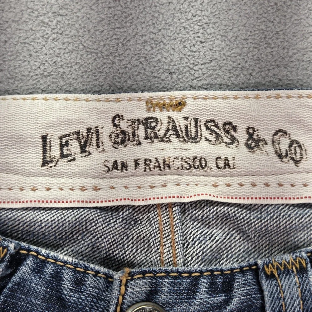 Levis 501 Jeans Mens Selvedge Blue Straight Whiskers Altered Hem‎ Fits 30x29